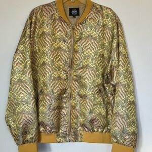 JOGAL Style Men’s Luxury Satin Japanese Wave Retro Bomber Jacket Size XXL